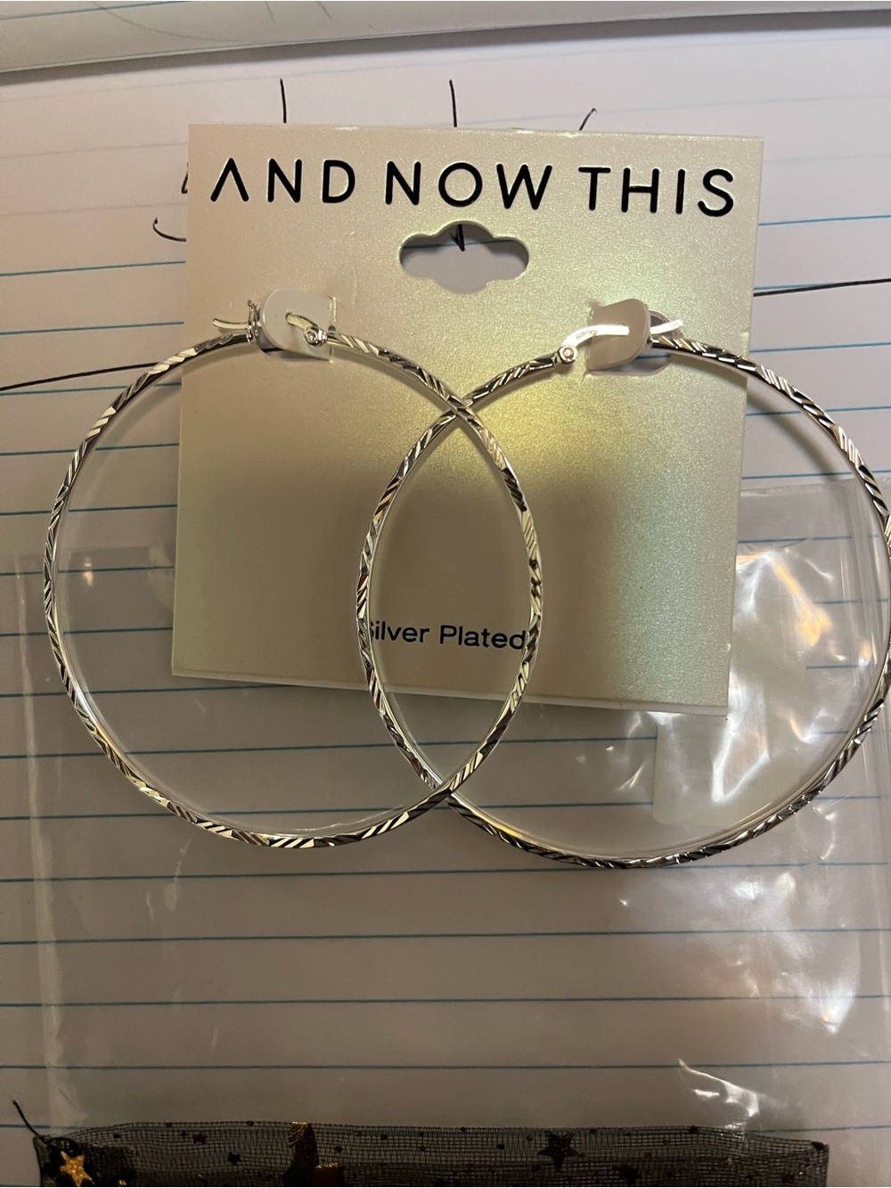 And Now This Silver-Plated Hoop Earrings - Teal Beaded Accent Set - Picture 2 of 5